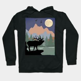 Mountain Scene Caribou Hoodie